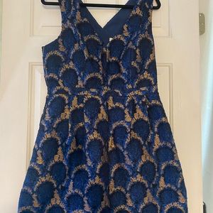 J.Crew navy and gold party dress.